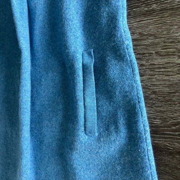 Ann Mashburn 100% Merino Wool Blue Knit Sweater Dress Size Medium Mock Neck Mod - Picture 6 of 9